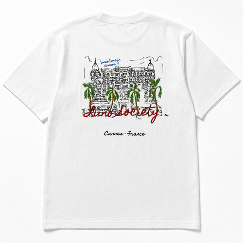 Cannes Tee back — embroidered Cannes scene